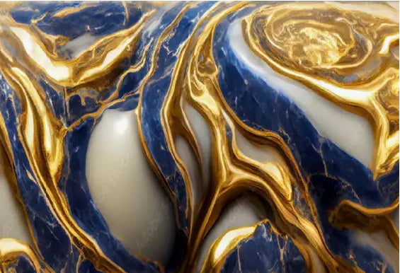 BLUE FLOW Texture Marble Modern Wall Art