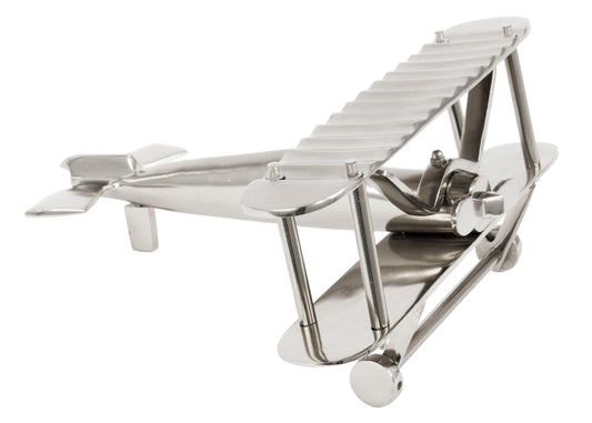 BELLA Tabletop Vintage Plane Sculpture Silver