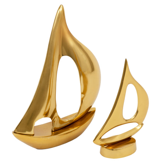 ISAAC 2pc Sail Boats Tabletop Decor Gold