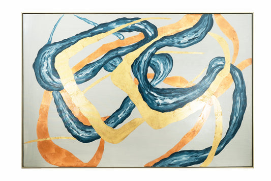 Copper/Blue/Gold Painted Canvas Wall Art - Expo Home Decor