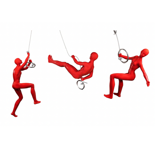 LARK 3pc Wall Climbers Accent Sculptures Red