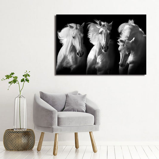RAYE 3 White Horses Wall Art Print