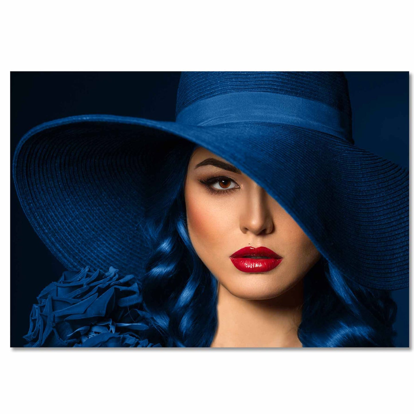 FEMME Women with Blue Hat Modern Wall Art