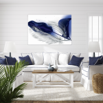 LEAVES Blue, Gold Feather Modern Wall Art