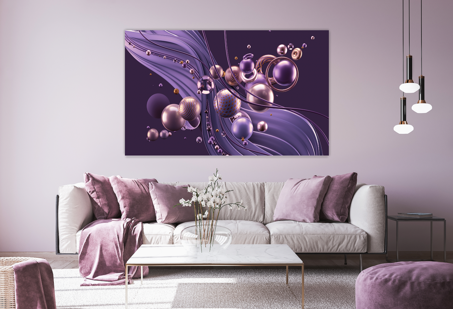 ODYSSEY Purple 3D Abstract Elements Modern Wall Art