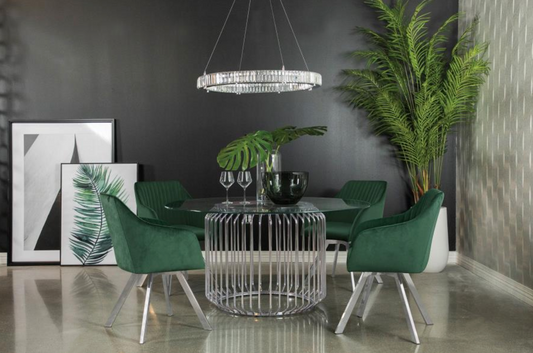 VEENA 5-piece Round Dining Set with Swivel Chairs