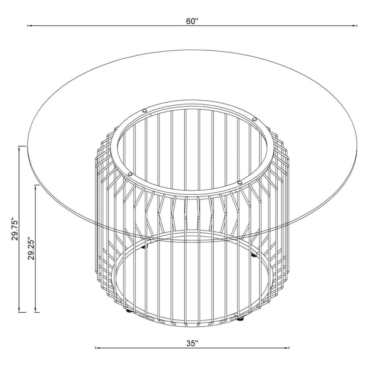 VEENA 5-piece Round Dining Set with Swivel Chairs