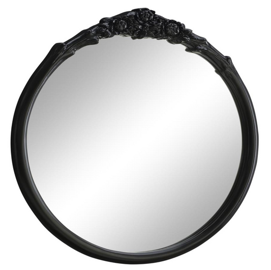 SLYVIE French Provincial Round Wall Mirror Black