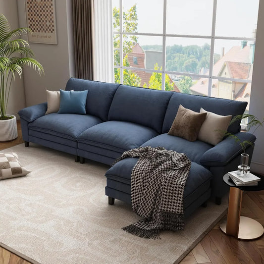 UBRIC L Shape Cloud Couch Sectional Dark Blue