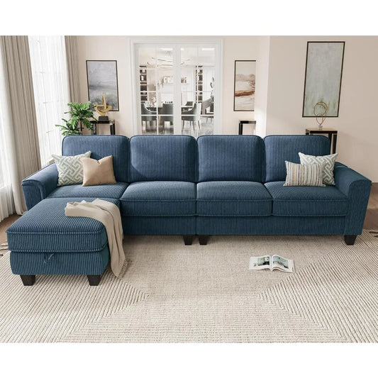 JENTIS L Shaped Couch Sectional Sofa with Storage Blue