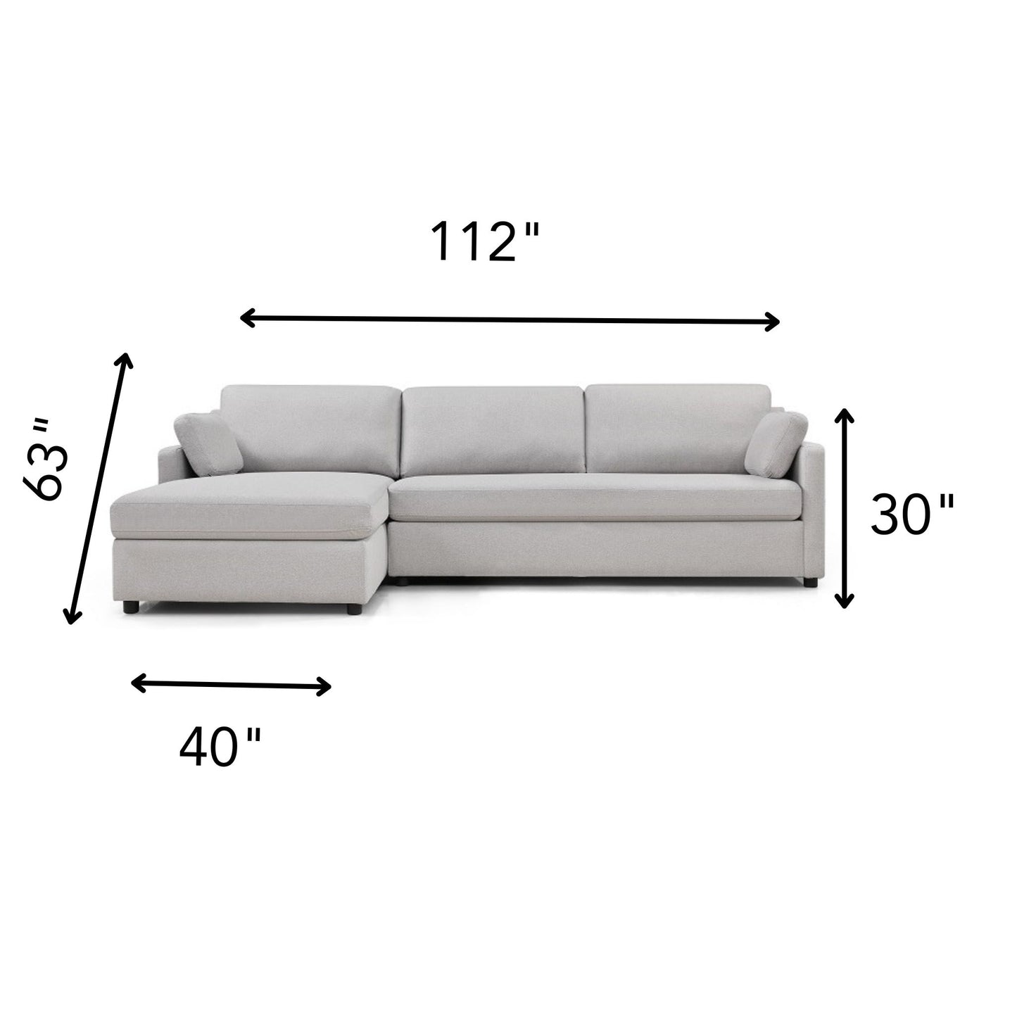 LUXE Left Upholstered Sectional Light Grey