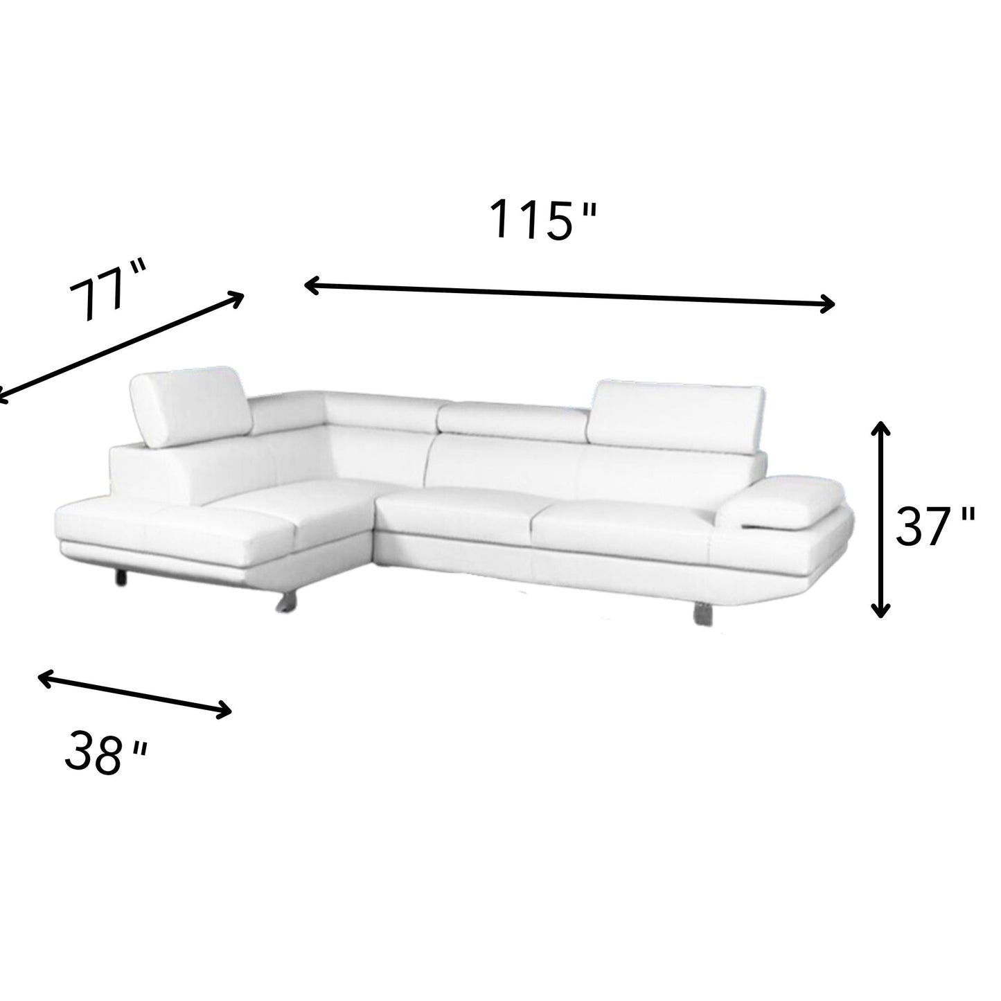 EXCEL Modern Sectional White Left Chaise