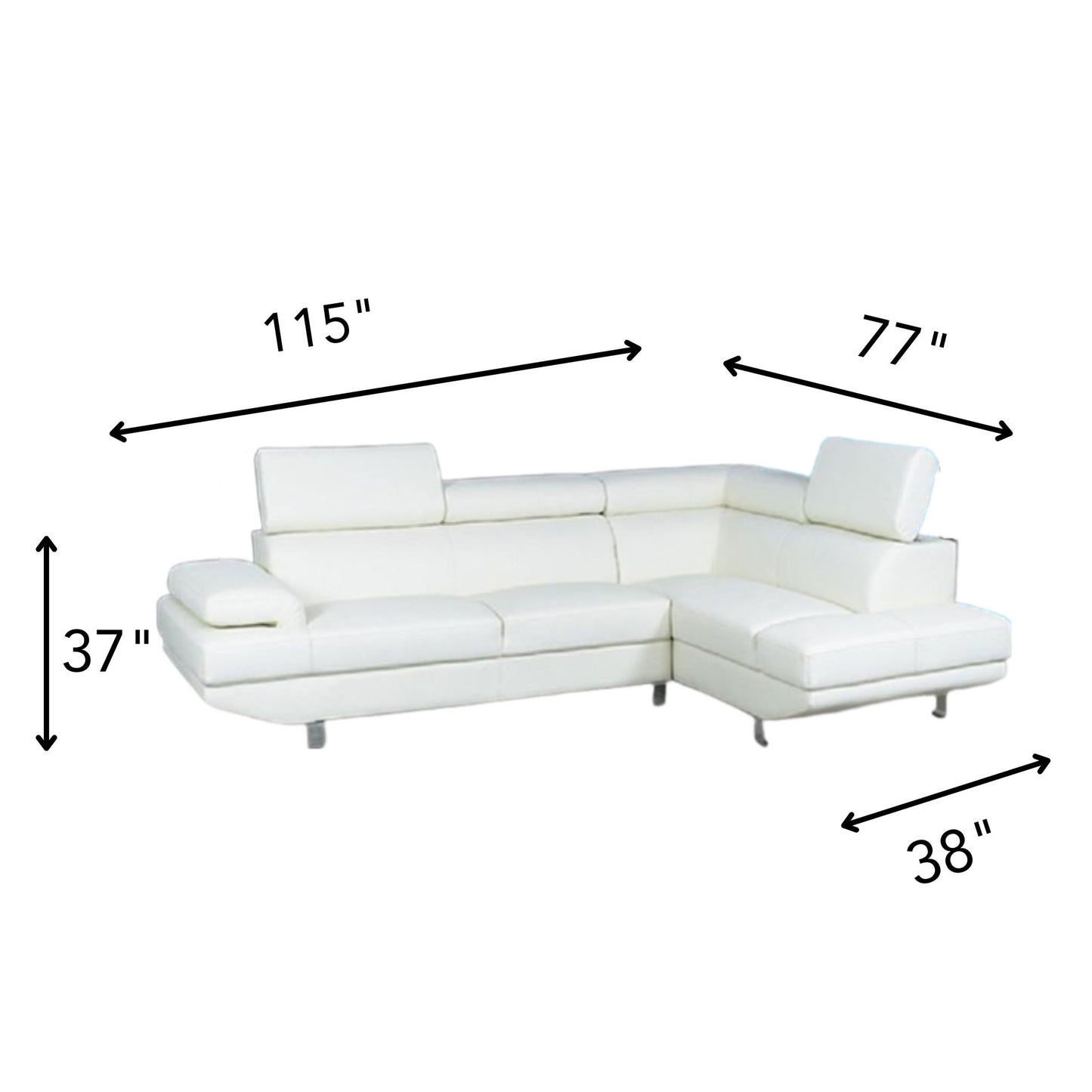 EXCEL Modern Sectional White Right Chaise