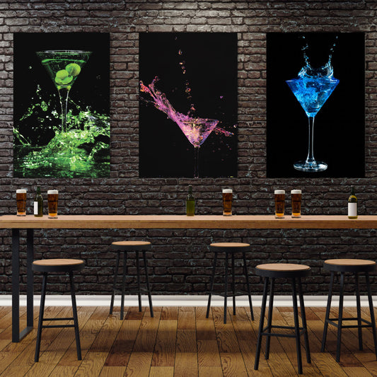 GAYA Colorful Cocktail Splashes Modern Wall Art