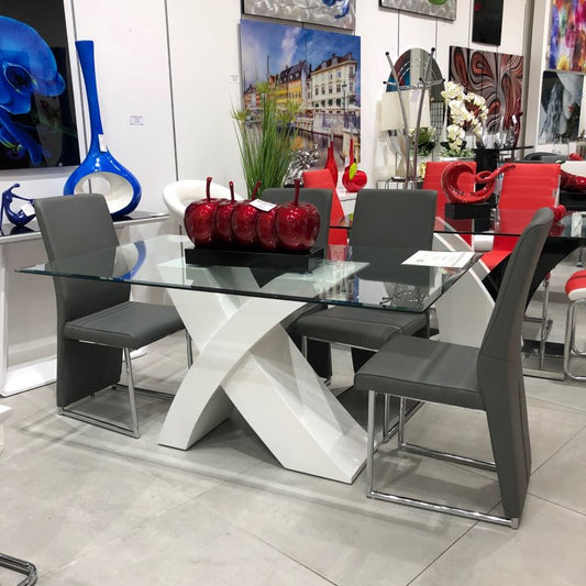 PERVIS X Dining Table and 4 Chairs Set