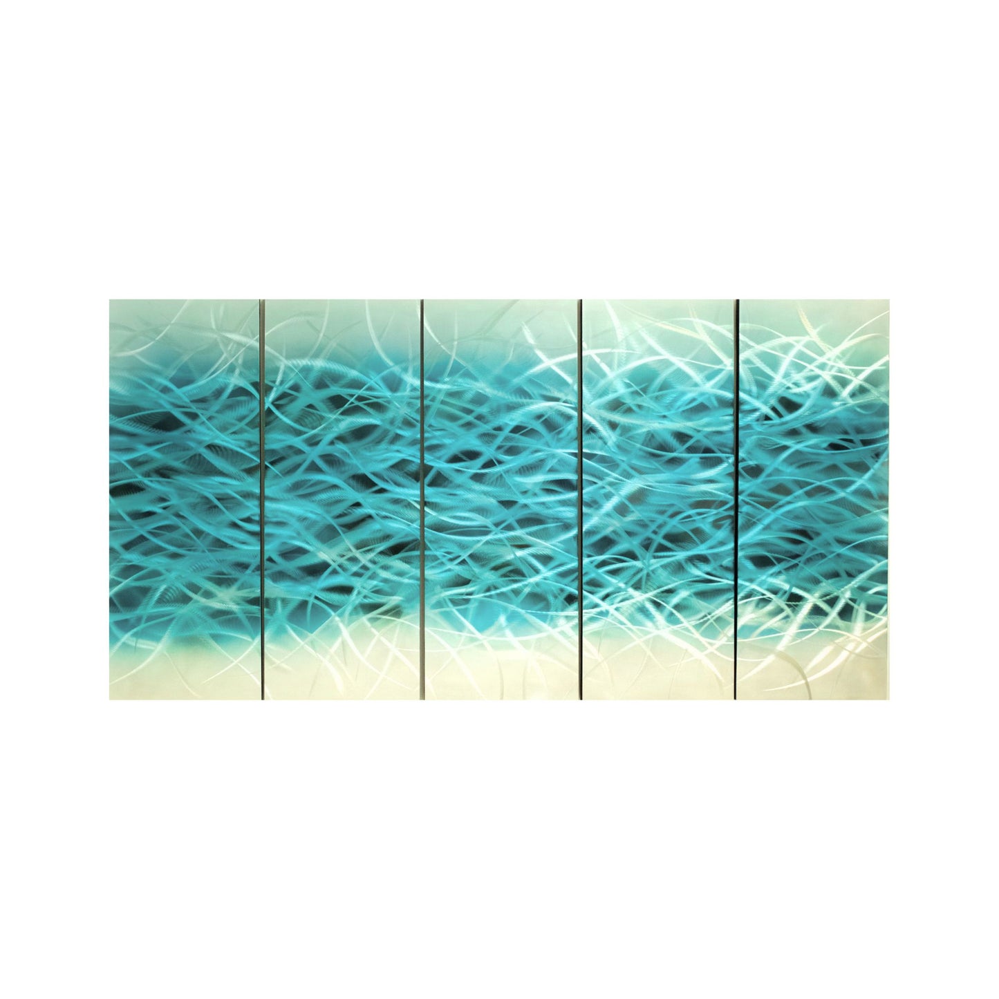 Turquoise Abstract Metal Art Set of 5 Aluminum Panels