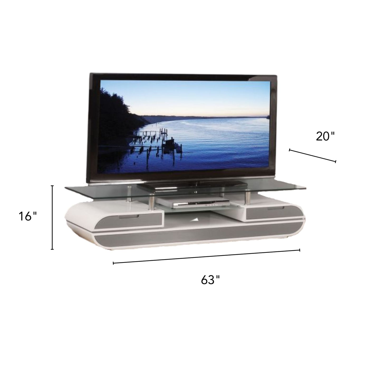 LAINEY Tv Stand Glossy White and Grey