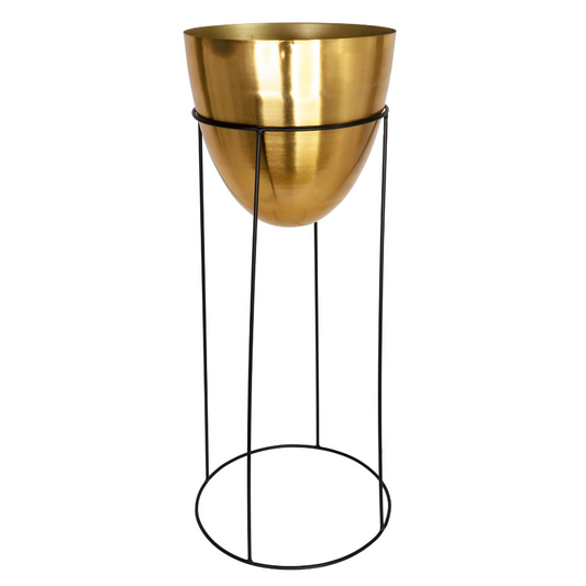 AVA 18" Metal Floor Planter Gold