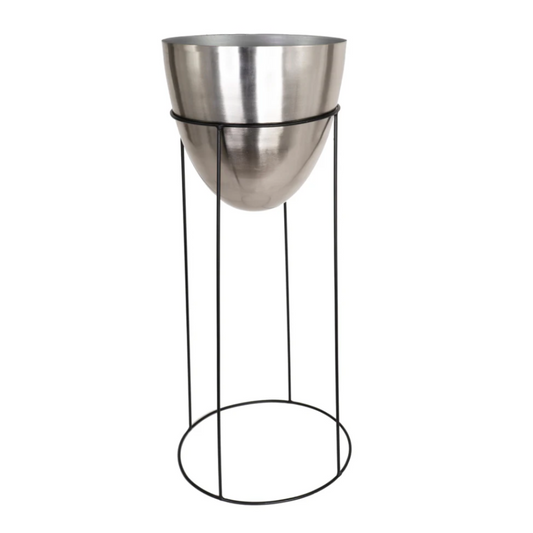 AVA 18" Metal Floor Planter Silver