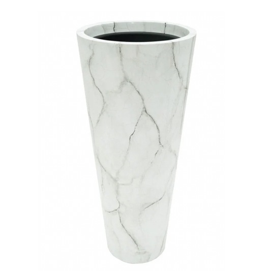FLORA 36" White Marble Floor Vase Planters