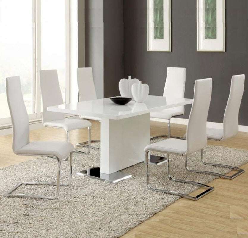 ANGES Glossy White Dining Table