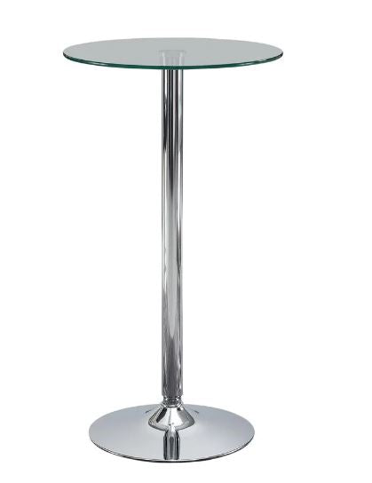 ABILINE Glass Top Round Bar Table Chrome