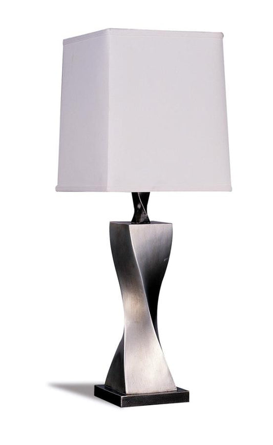 KEENE Square Shade Table Lamps White and Antique Silver