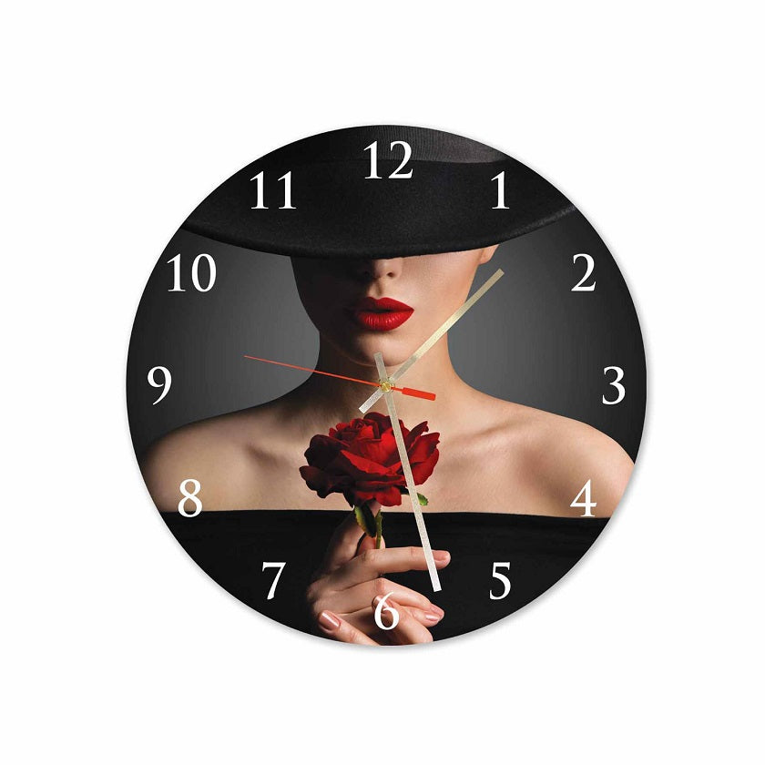 Red Rose Round Wall Clock #52