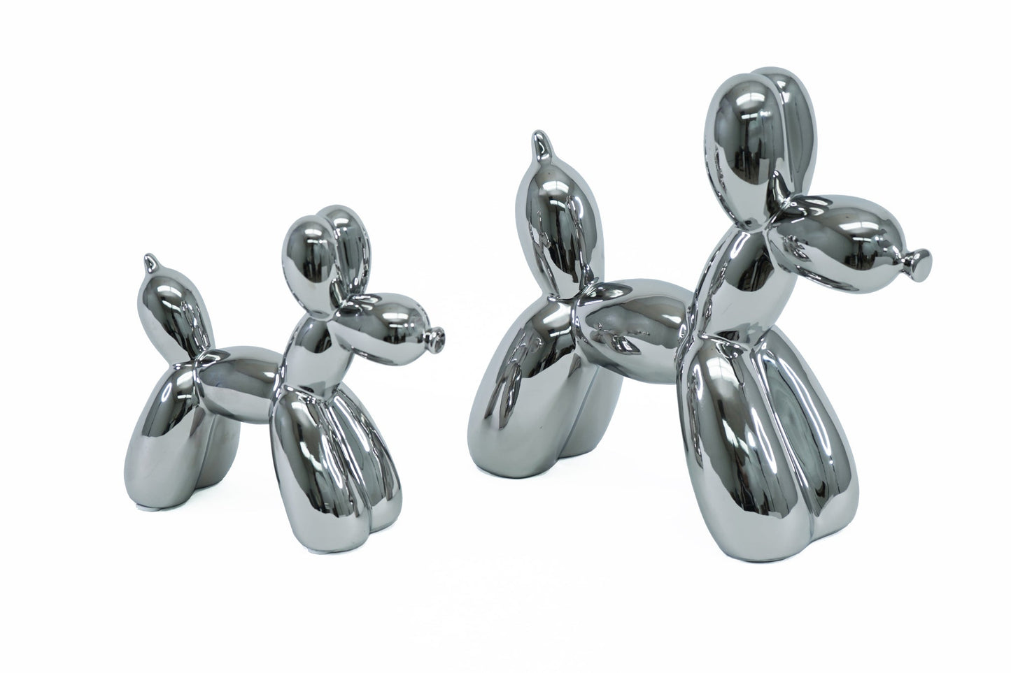 ROWAN 2pc Ballon Dog Sculpture Silver