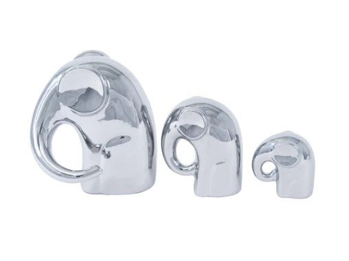 FAMILY 3pc Elephants Ceramic Sculpture Set