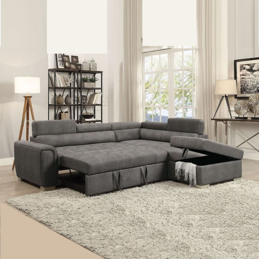 THELMA Gray Sleeper Sofa Sectional