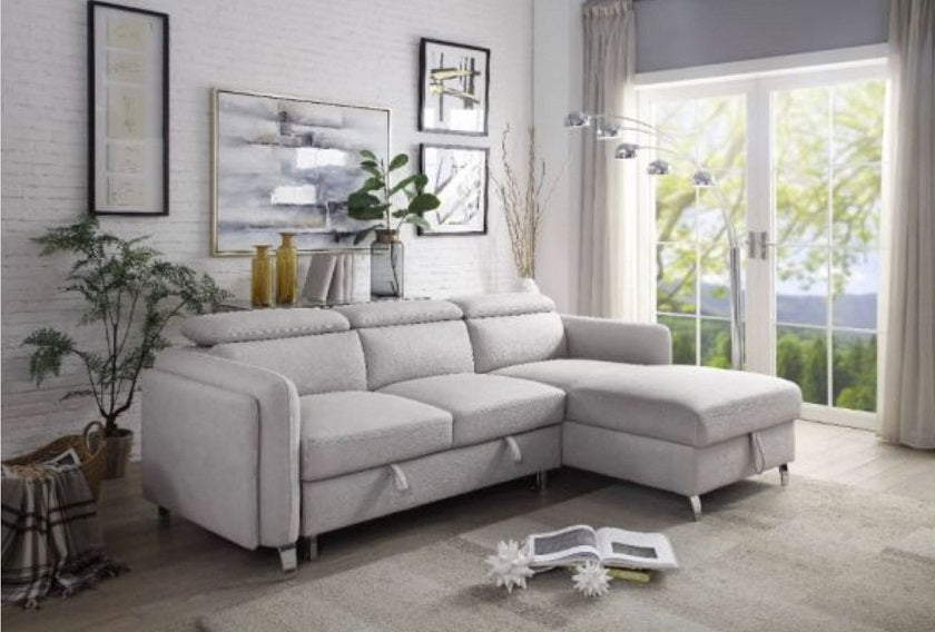 REYES Beige Nubuck Sectional and Sofa Bed