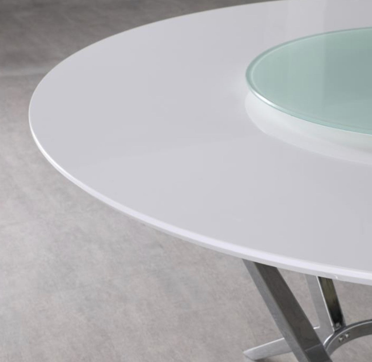 ABBY Round 6 Seating Dining Table Glossy White