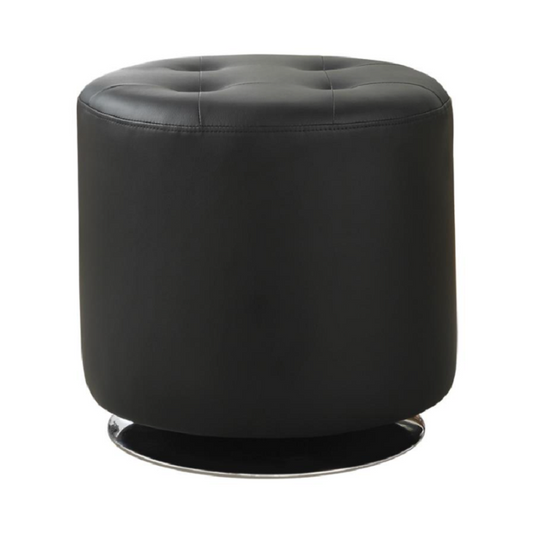 BROWNMAN Round Upholstered Ottoman Black