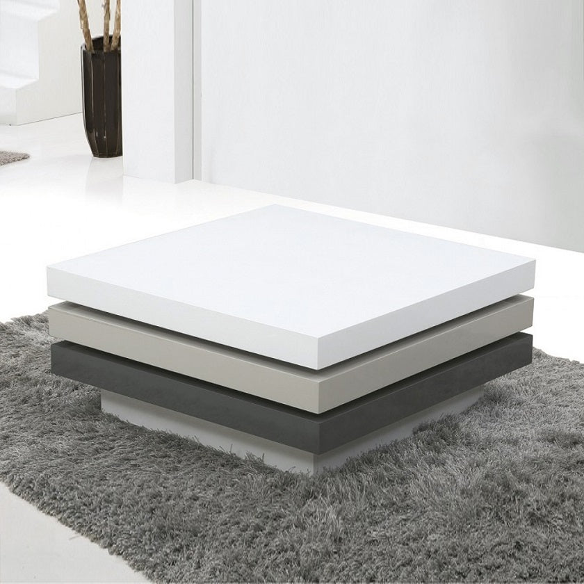 Glossy White and Gray Swivel Coffee Table