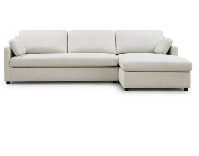 LUXE Right Upholstered Sectional Cream