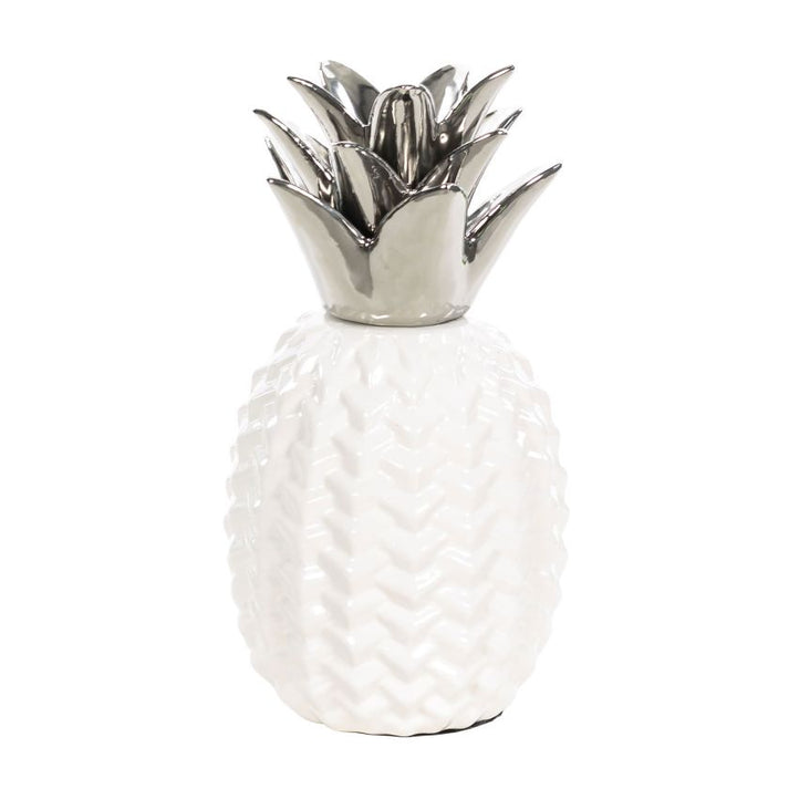 Pineapple Ceramic White And Silver Kira Living 