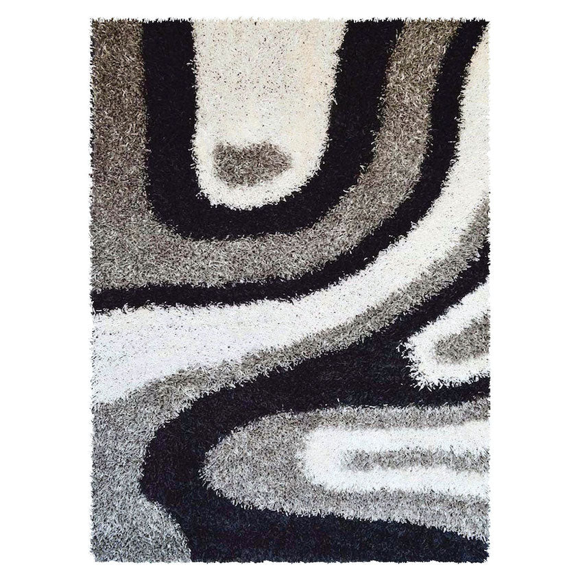 ZYRE Rug with Black, White, and Grey Accents