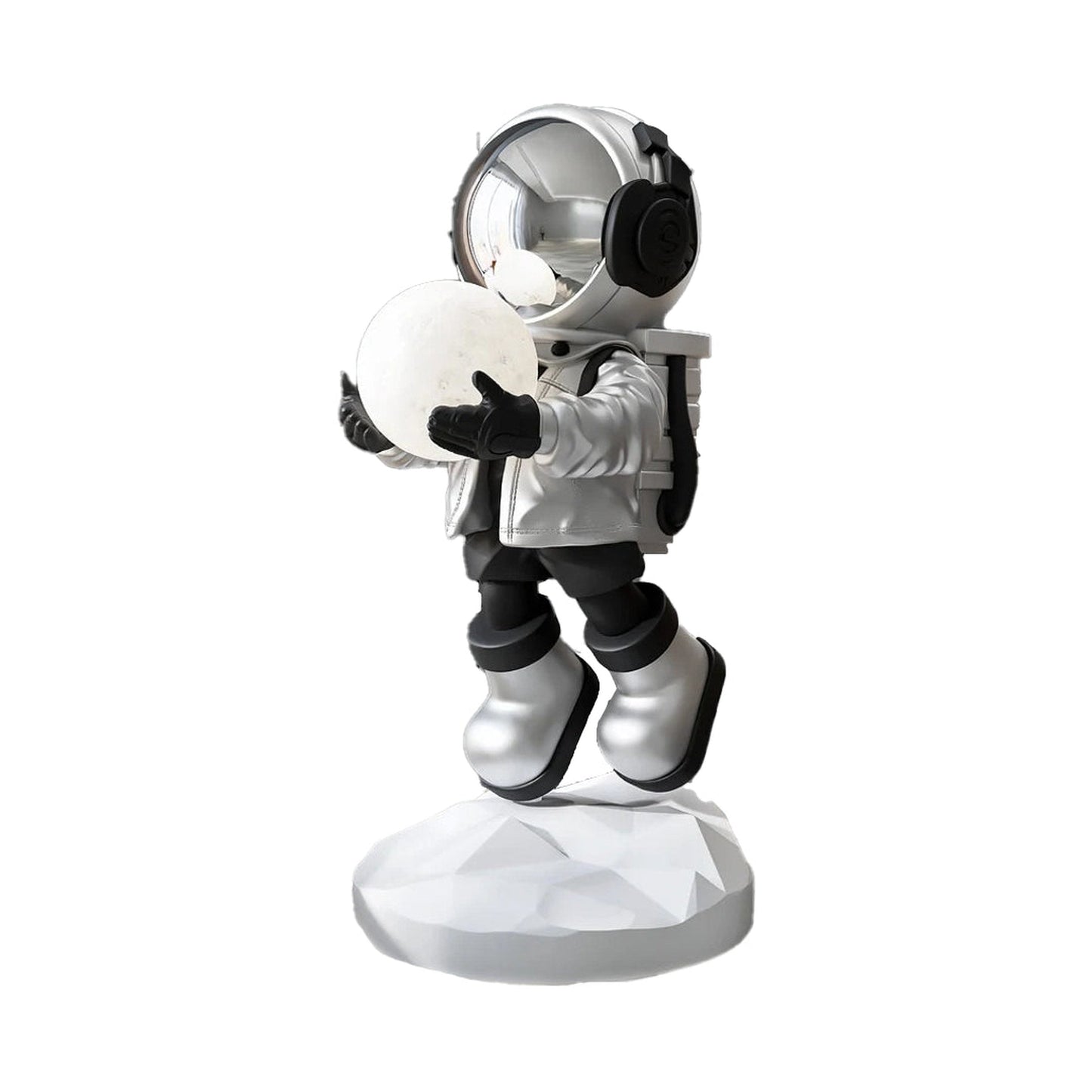 HANDFIELD Moon Lighted Astronaut Sculpture Silver