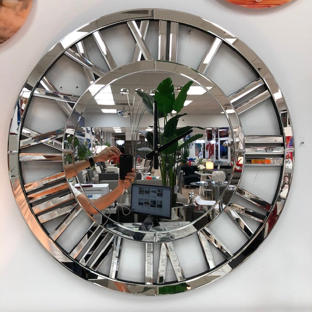 Mirror Wall Clock with Roman Numbers
