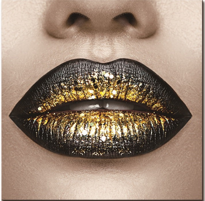 Gold Lips with Diamonds Acrylic Picture