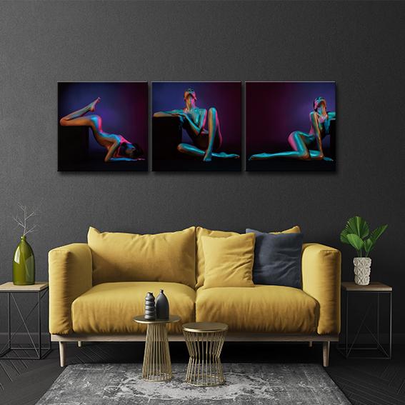 Neon Nude Art in Tempered Glass Print