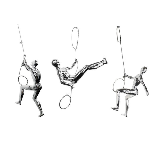 LARK 3pc Wall Climbers Accent Sculptures Silver
