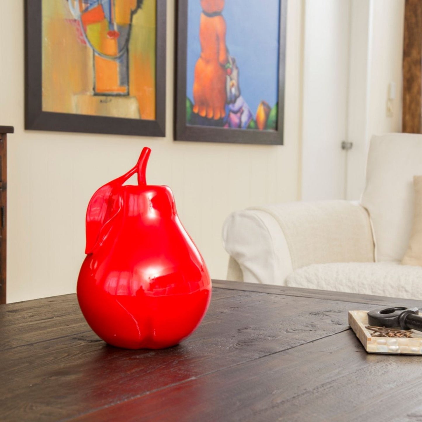 ECHO Solid Color Pear Sculpture Red