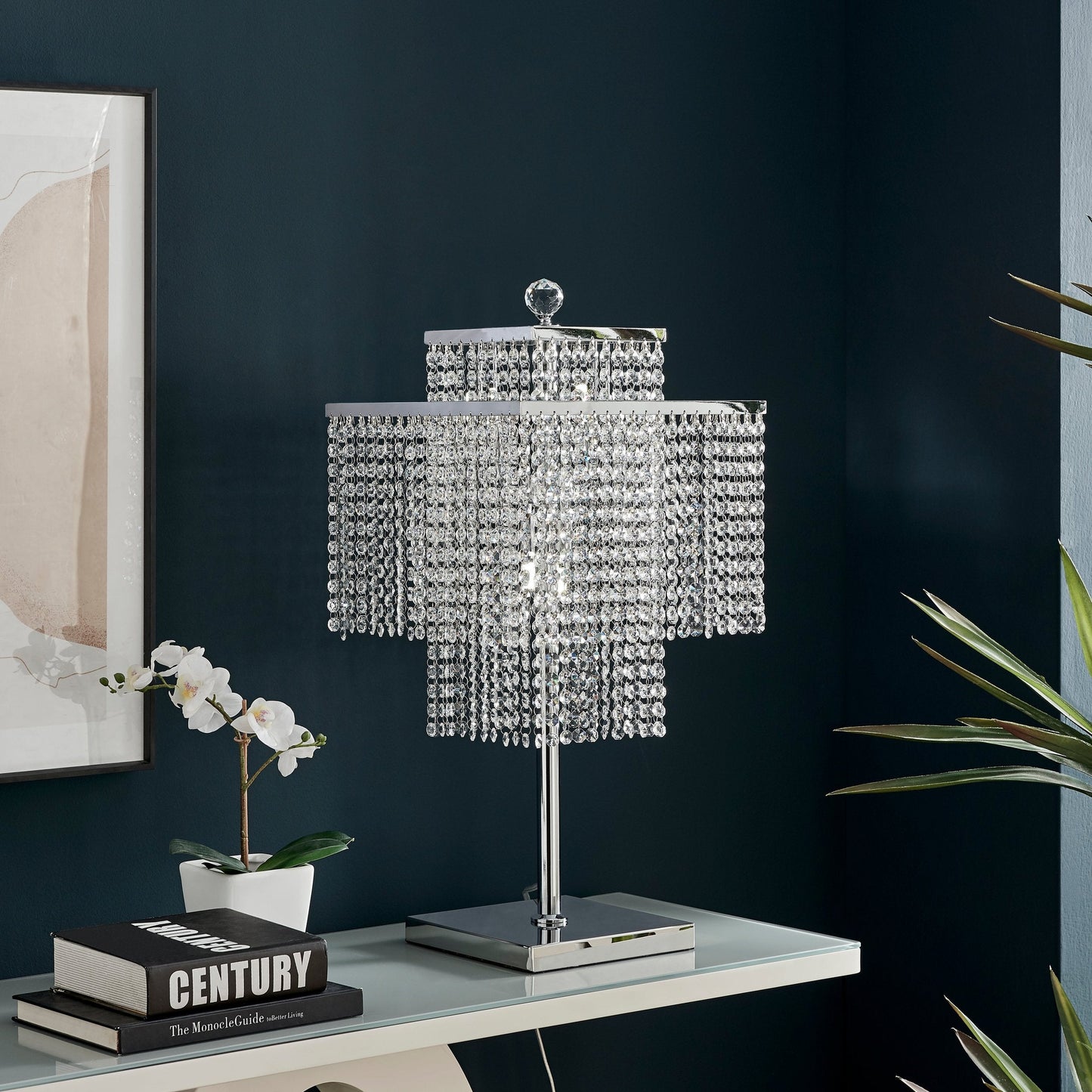 LIANA Table Lamp Square Crystal Double Crown