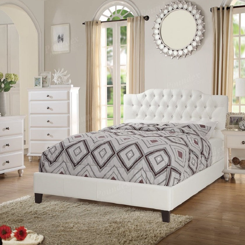 White Tufted Bed Up-F9350