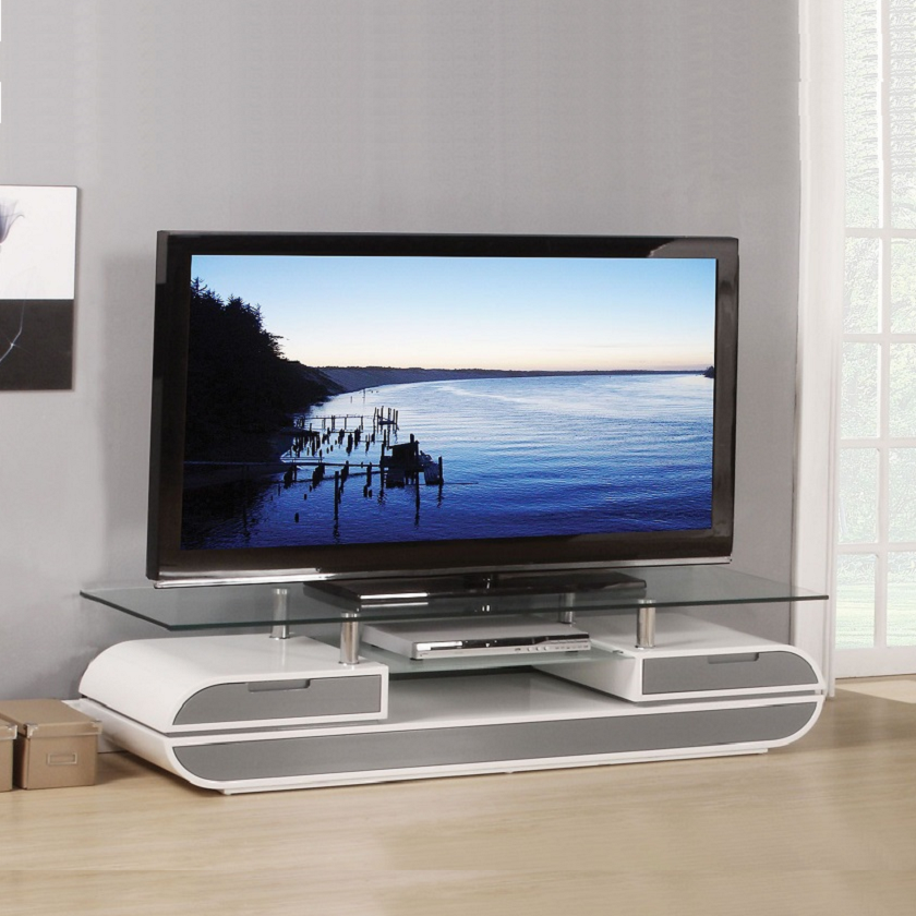 LAINEY Tv Stand Glossy White and Grey