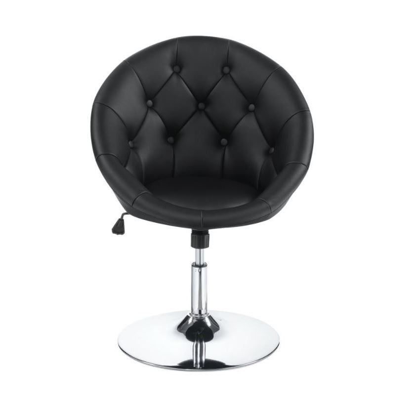 Round Tufted Swivel Chair Black