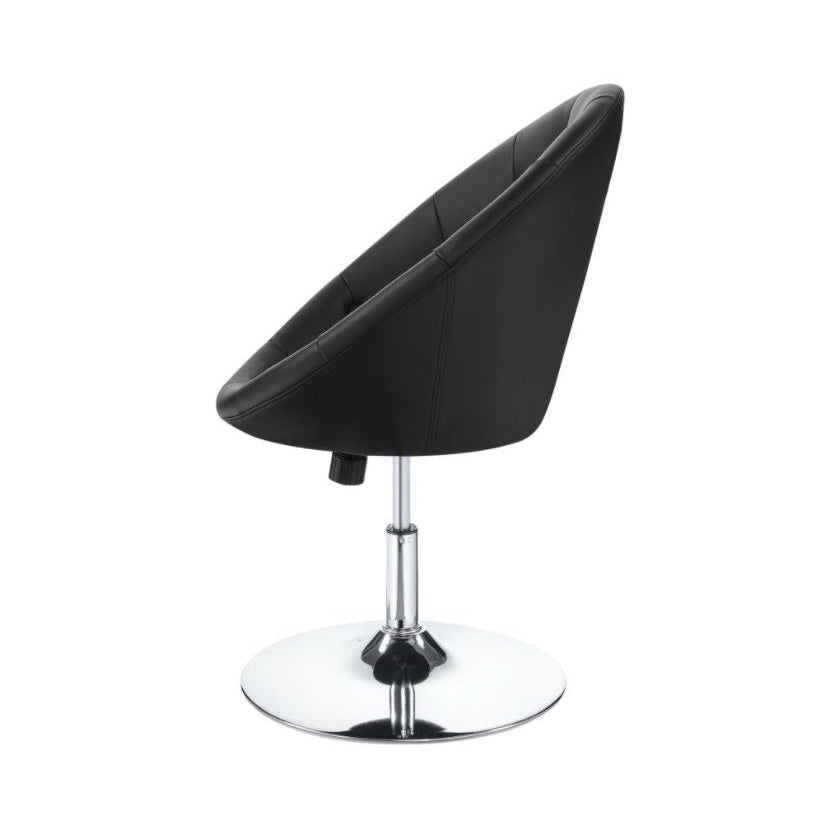 Round Tufted Swivel Chair Black and Chrome