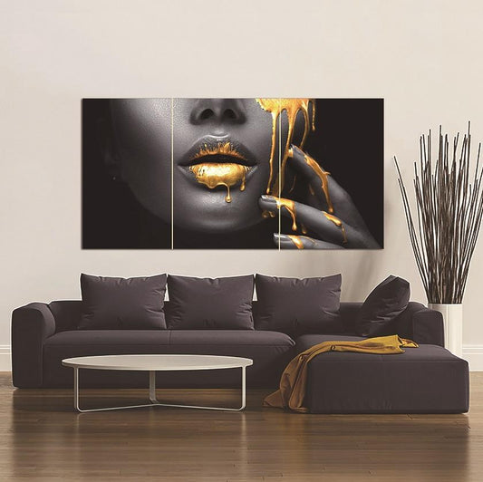 Golden Lips Acrylic Picture
